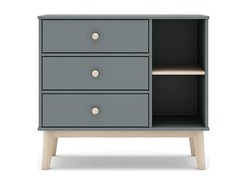 Commode enfant 3 tiroirs en bois vert kaki 90 cm - Elise