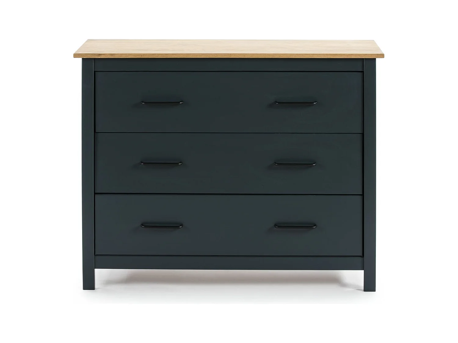 Commode 3 tiroirs en bois massif bleu 100 cm - Ida