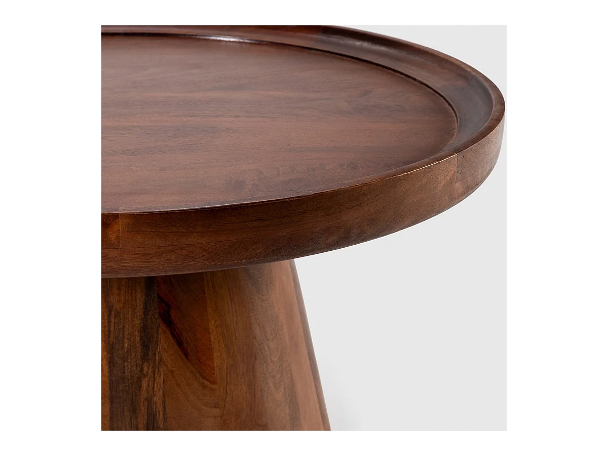 Table basse ronde en bois de manguier 80 cm - Deva