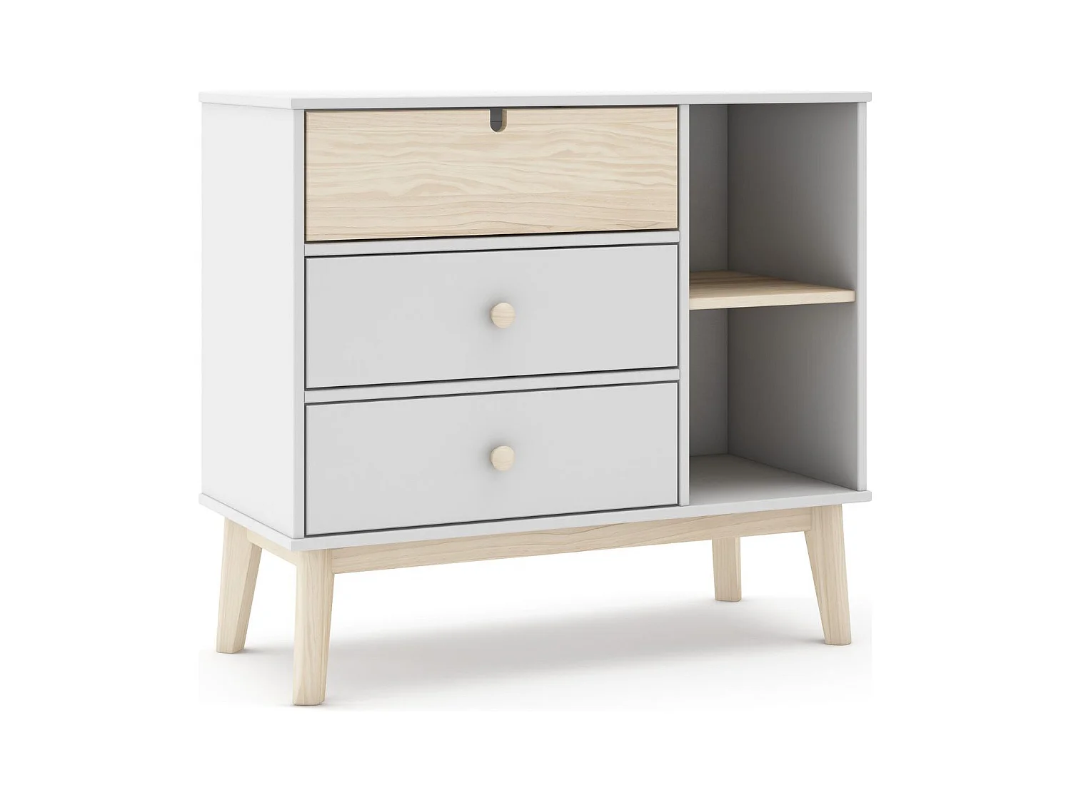 Commode enfant 3 tiroirs en bois blanc 90 cm - Lucy