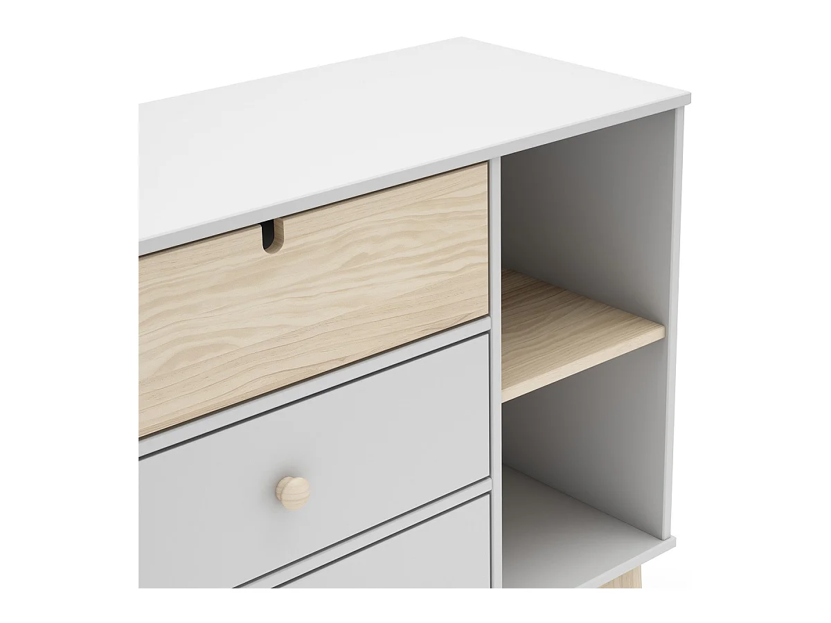 Commode enfant 3 tiroirs en bois blanc 90 cm - Lucy