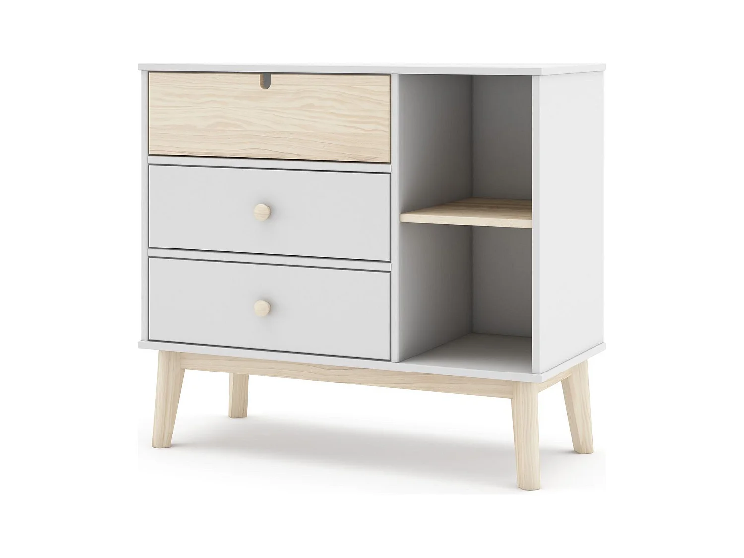 Commode enfant 3 tiroirs en bois blanc 90 cm - Lucy