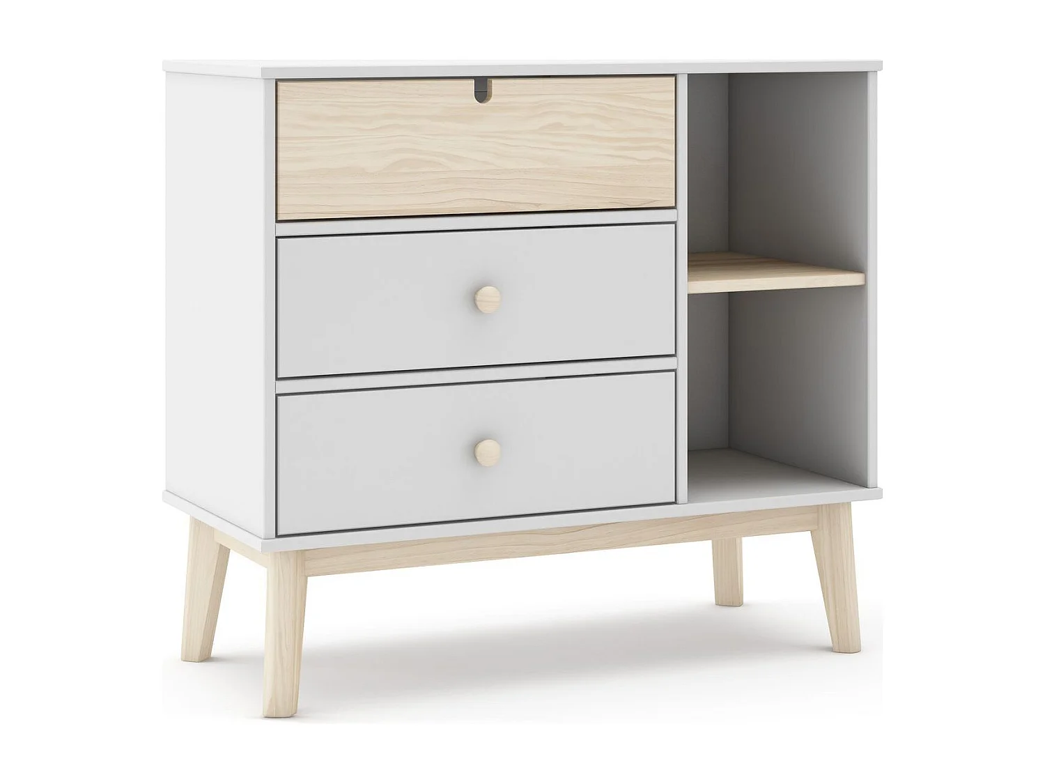 Commode enfant 3 tiroirs en bois blanc 90 cm - Lucy
