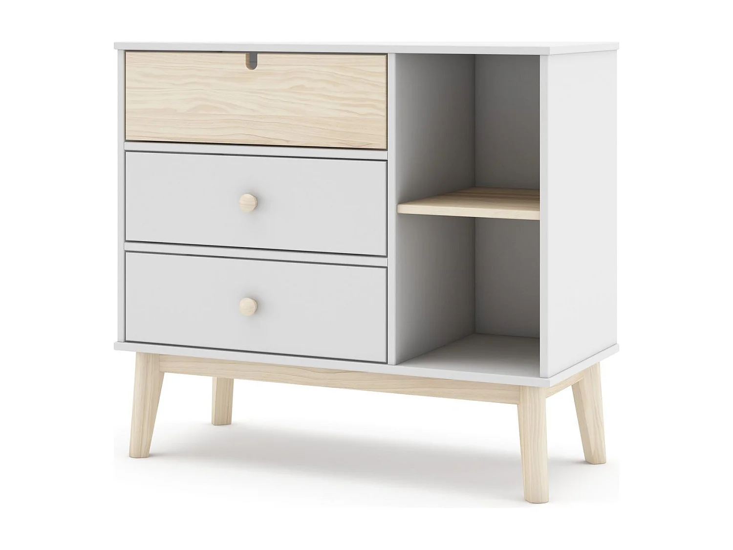 Commode enfant 3 tiroirs en bois blanc 90 cm - Lucy