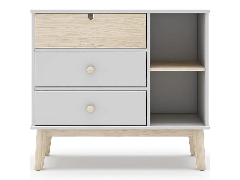 Commode enfant 3 tiroirs en bois blanc 90 cm - Lucy