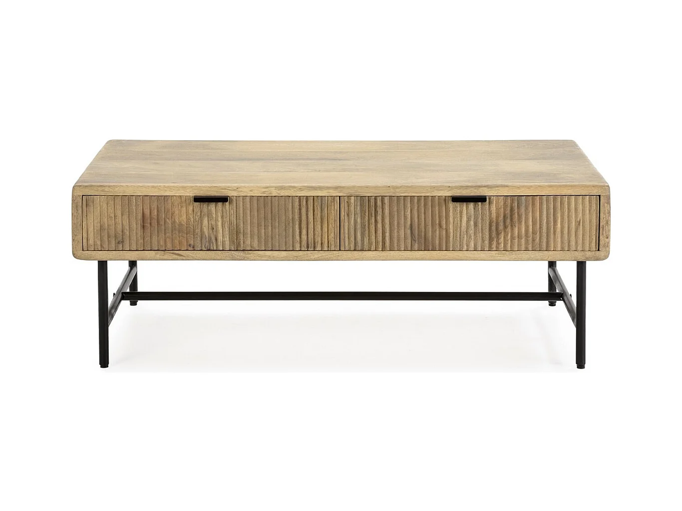 Table basse rectangulaire 2 tiroirs en bois de manguier 120cm - Sanja