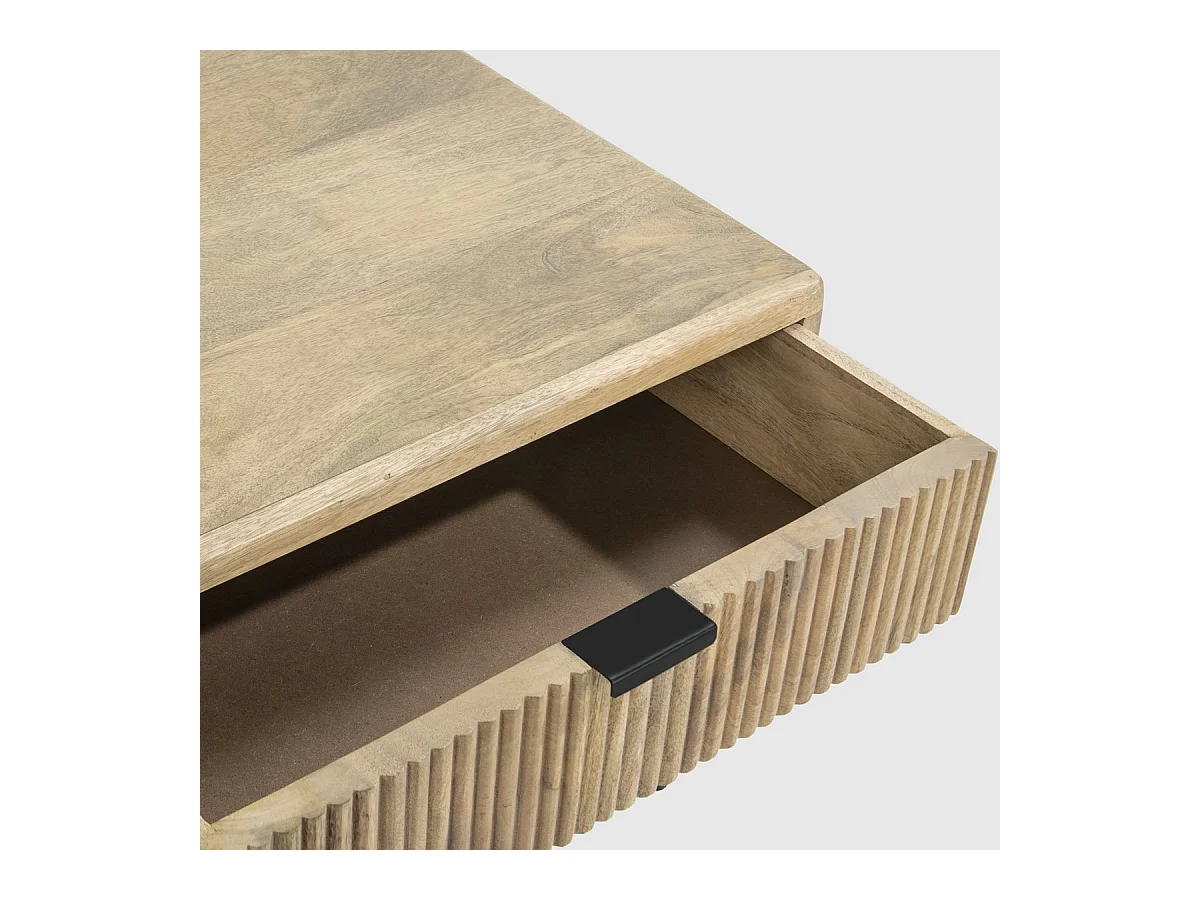 Table basse rectangulaire 2 tiroirs en bois de manguier 120cm - Sanja