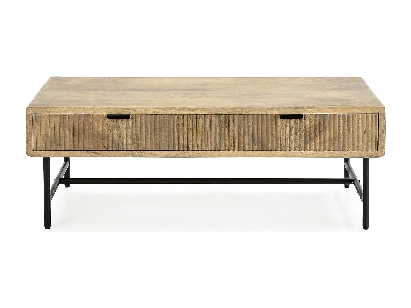 Table basse rectangulaire 2 tiroirs en bois de manguier 120cm - Sanja