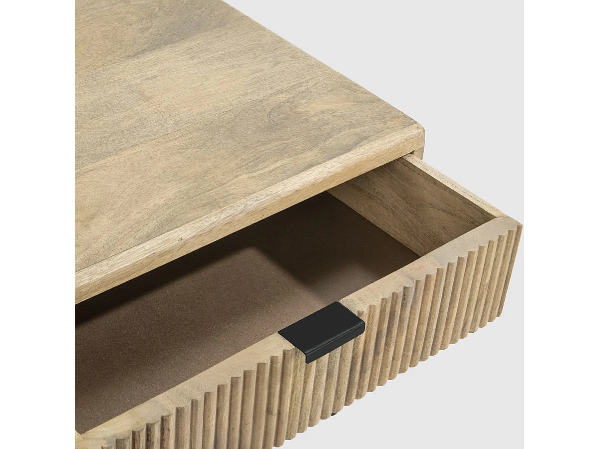 Table basse rectangulaire 2 tiroirs en bois de manguier 120cm - Sanja