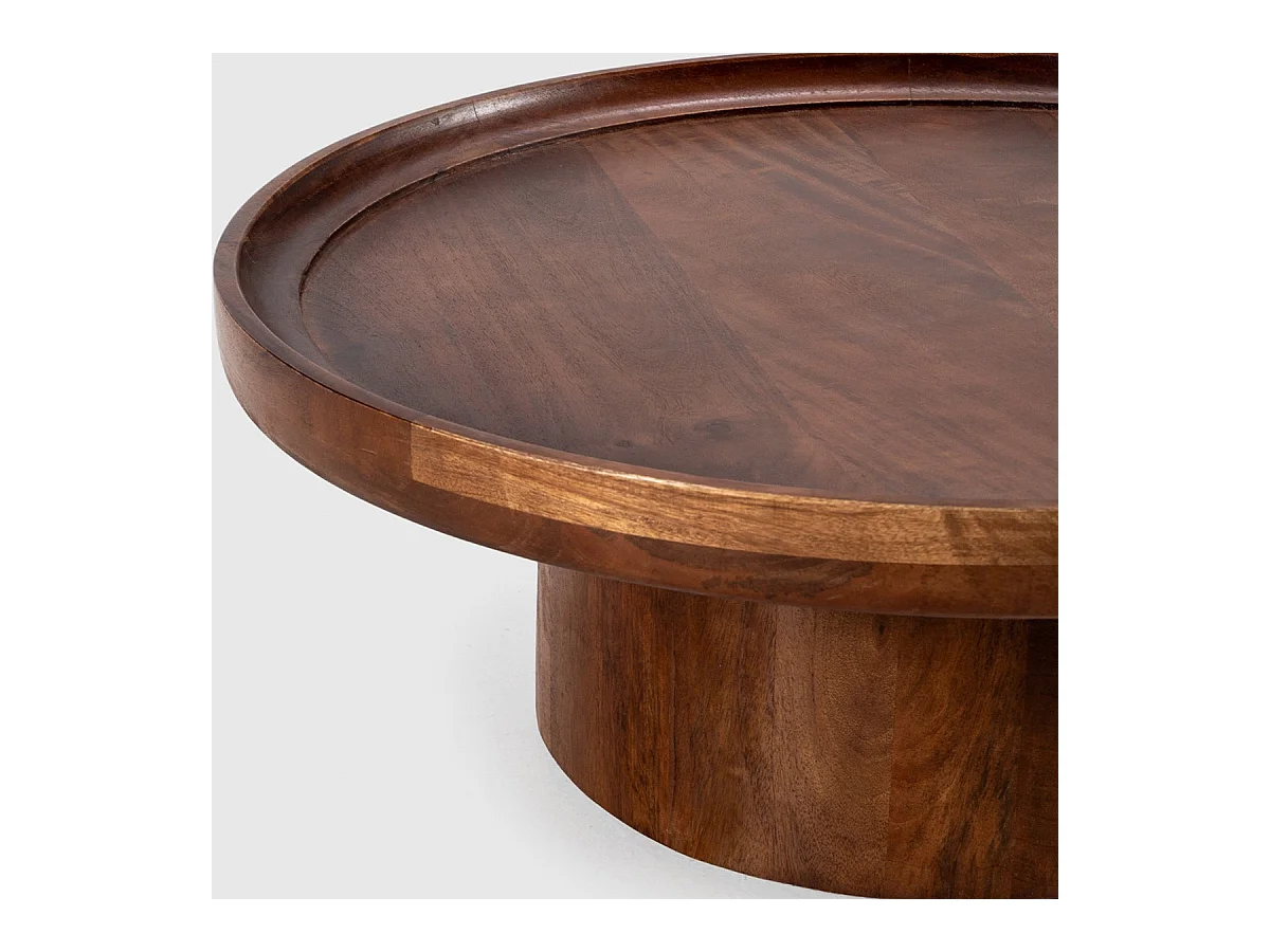Table basse ronde en bois de manguier 80 cm - Sunna