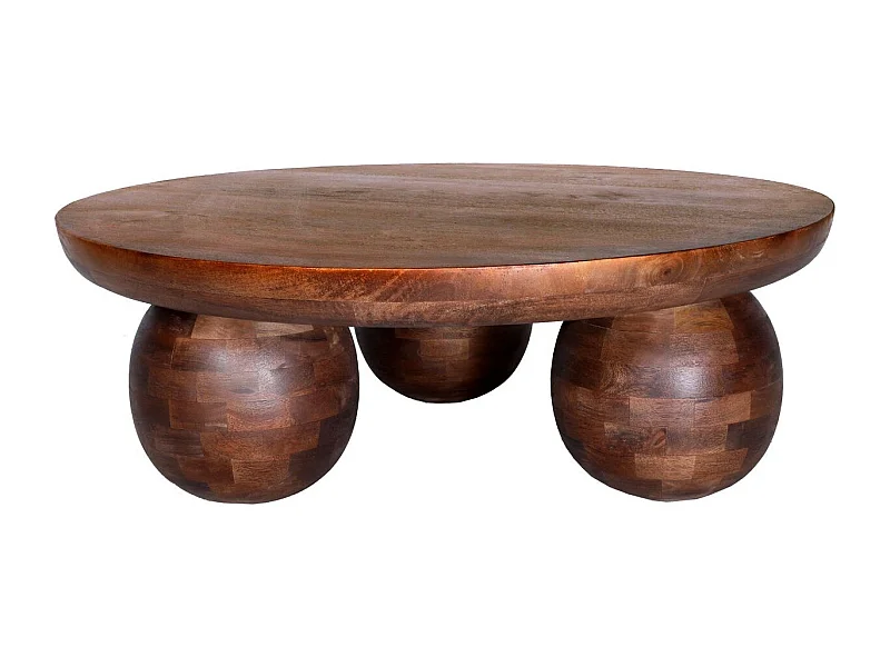 Table basse ronde en bois de manguier 100cm - Venus