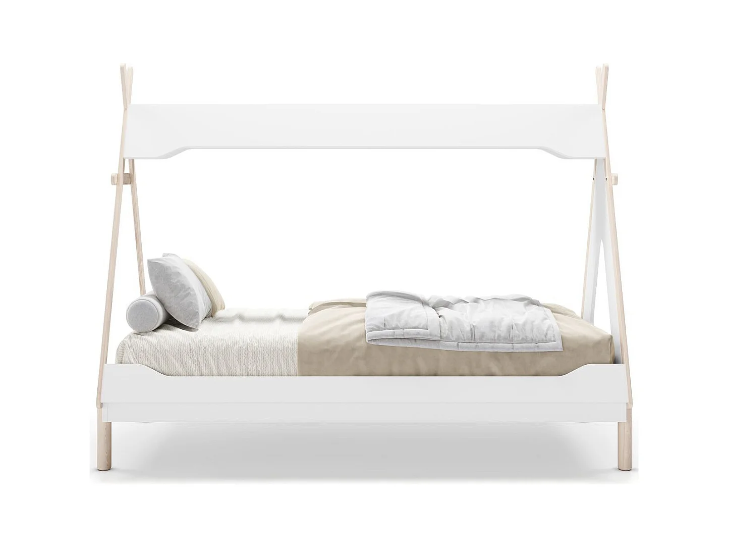 Lit tipi enfant 90x190 cm en bois blanc - Totem