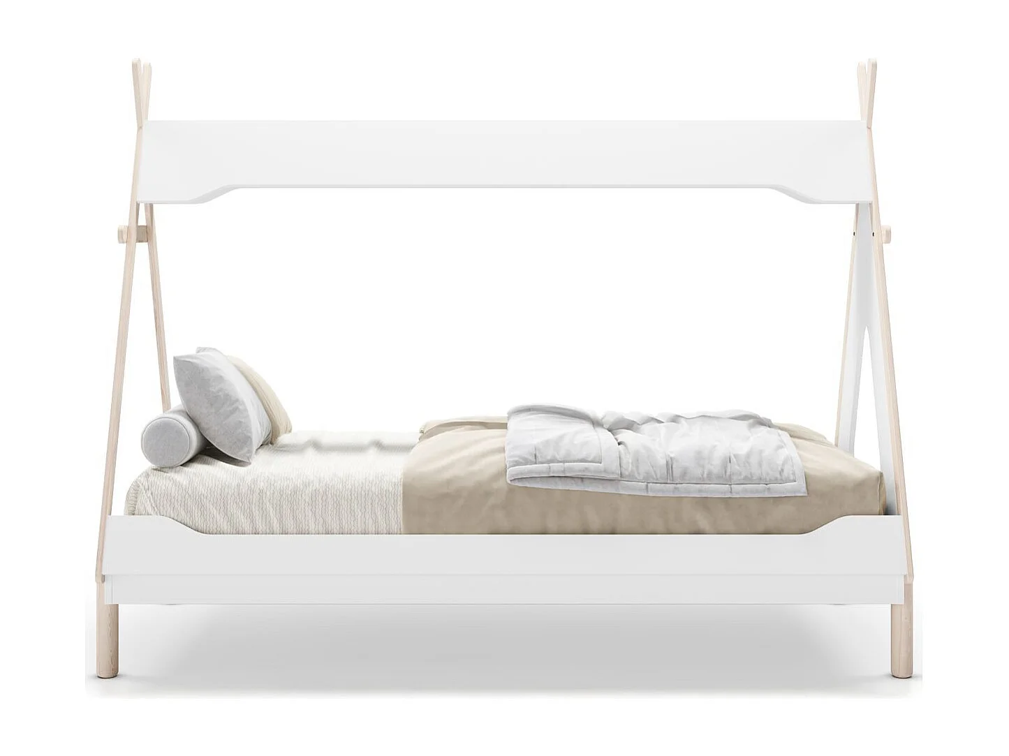 Lit tipi enfant 90x190 cm en bois blanc - Totem