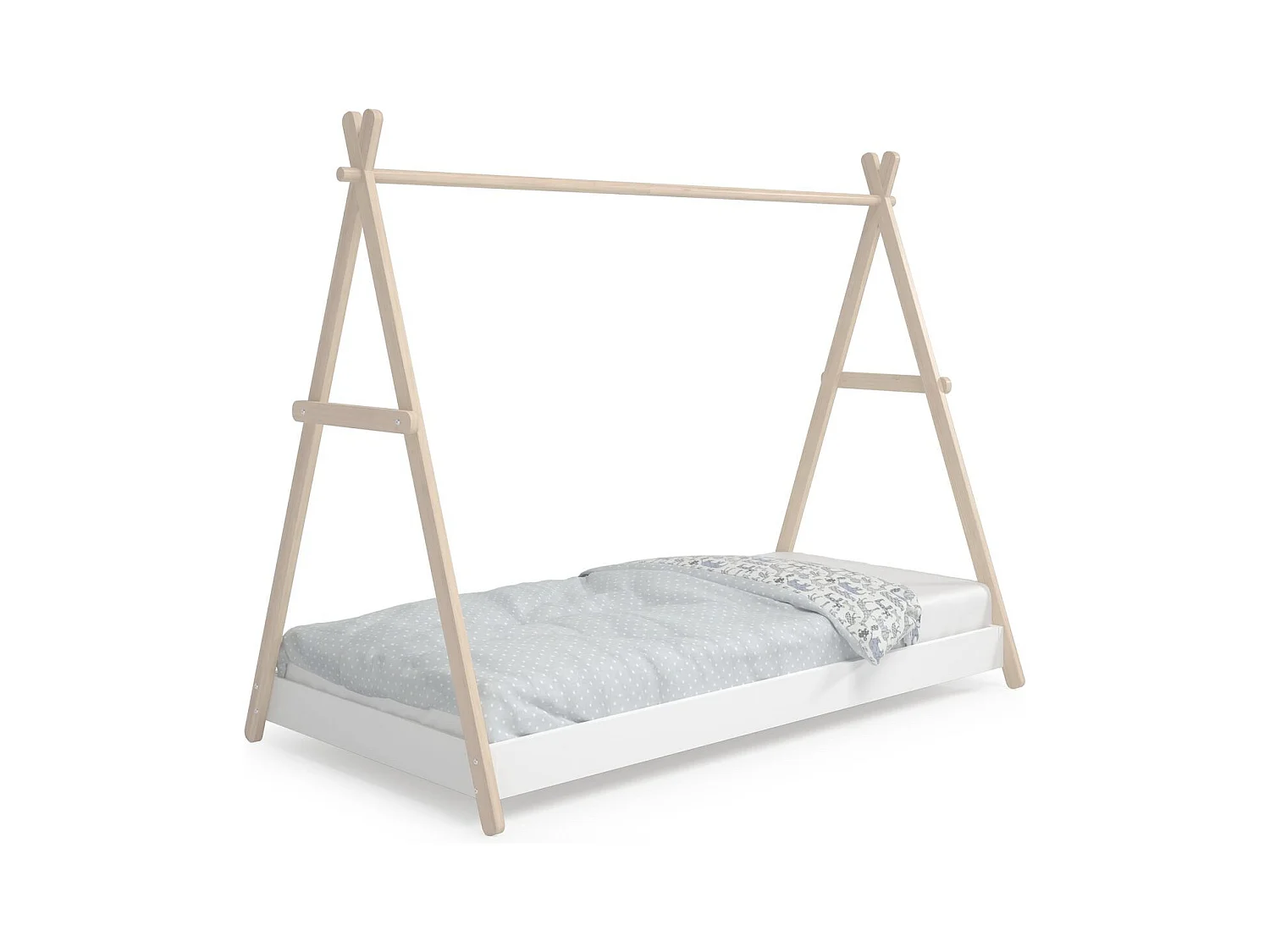 Lit tipi enfant ajustable 90x190 cm en bois clair /blanc - Annie