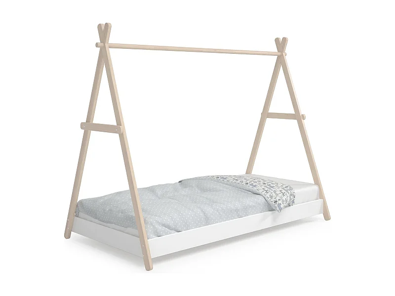 Lit tipi enfant ajustable 90x190 cm en bois clair /blanc - Annie
