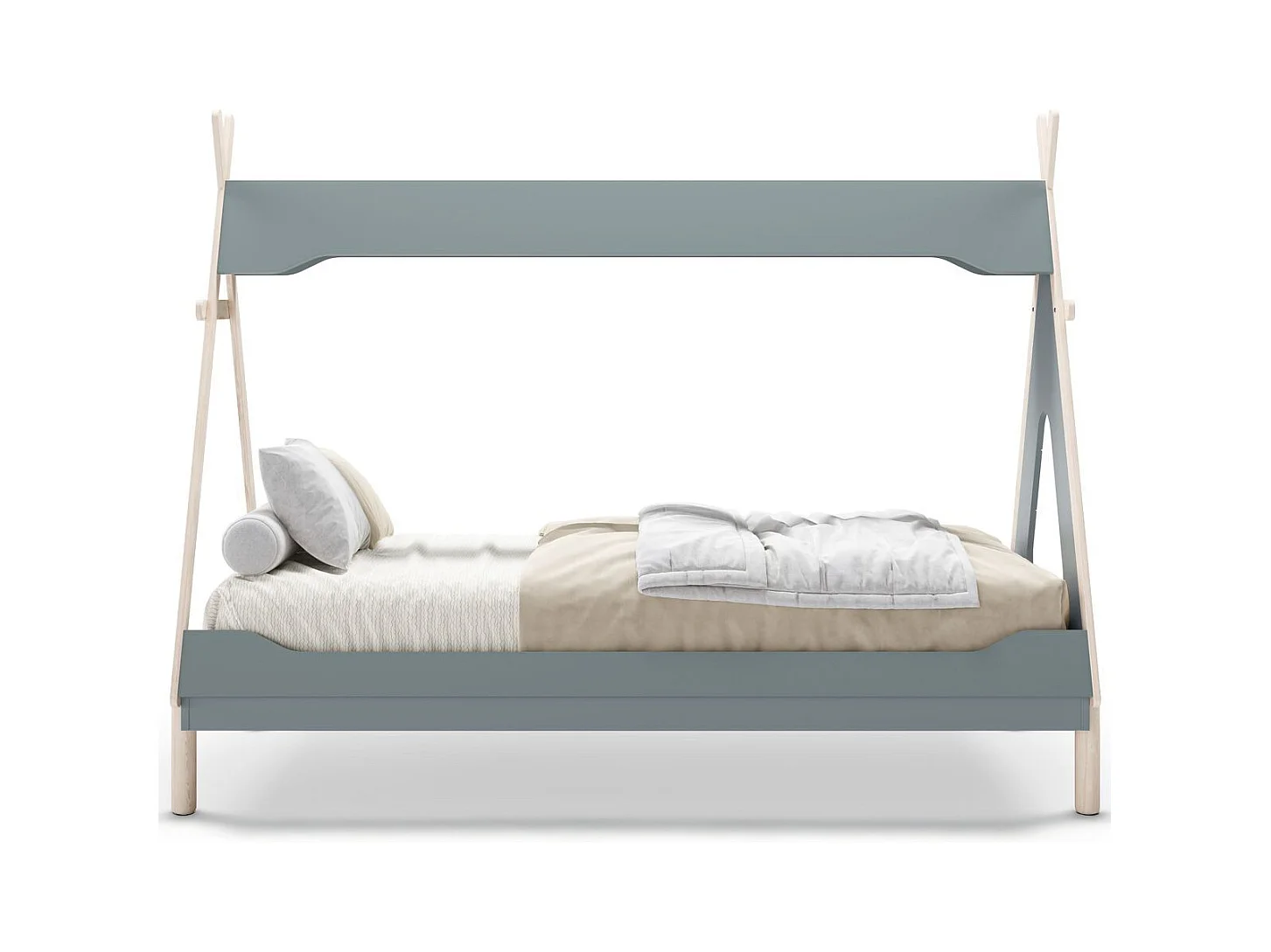 Lit tipi enfant 90x190 cm en bois vert kaki - Totem