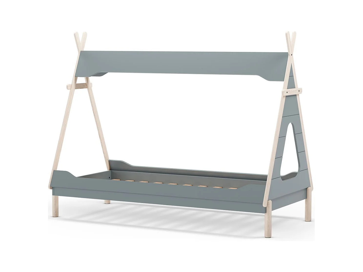 Lit tipi enfant 90x190 cm en bois vert kaki - Totem