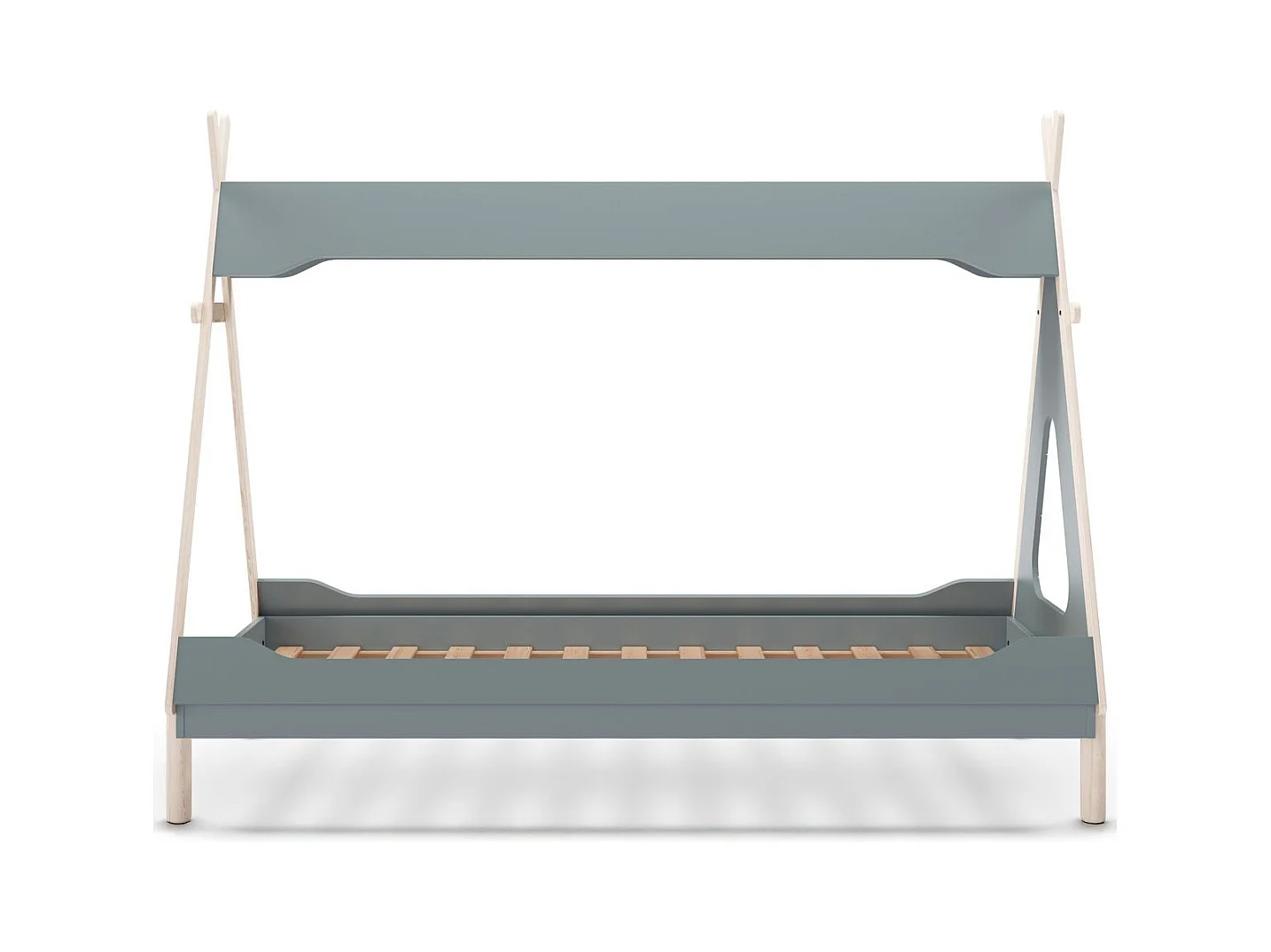 Lit tipi enfant 90x190 cm en bois vert kaki - Totem