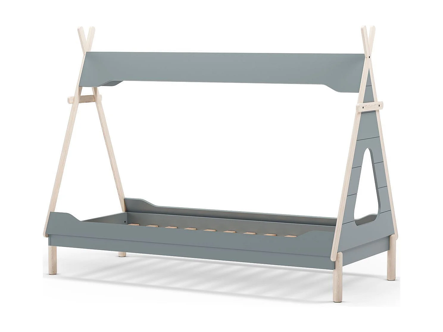 Lit tipi enfant 90x190 cm en bois vert kaki - Totem