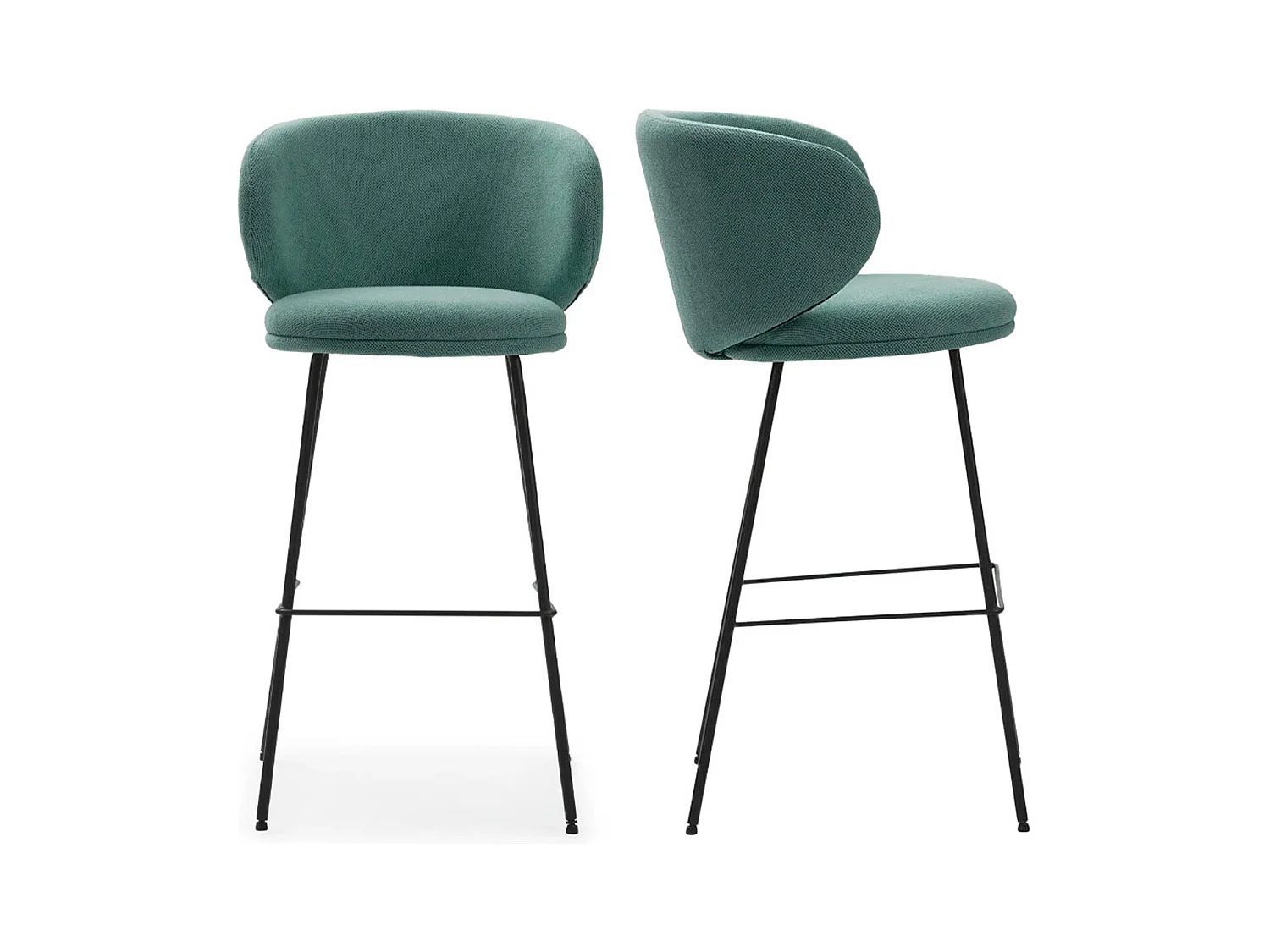 Lot de 2 tabourets de bar en tissu vert - Cocoon