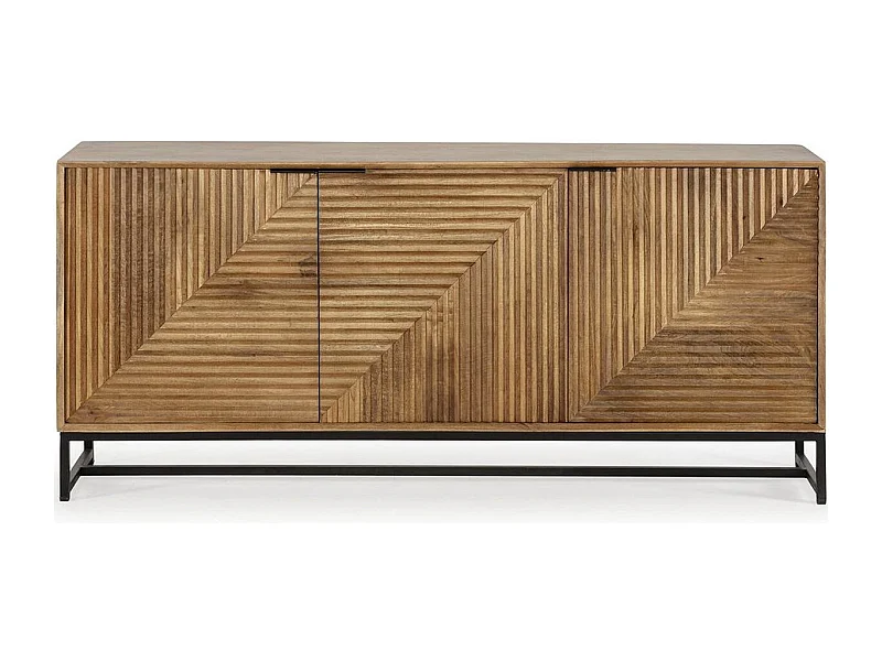 Buffet 3 portes en bois de manguier sculpté 170 cm - Tao