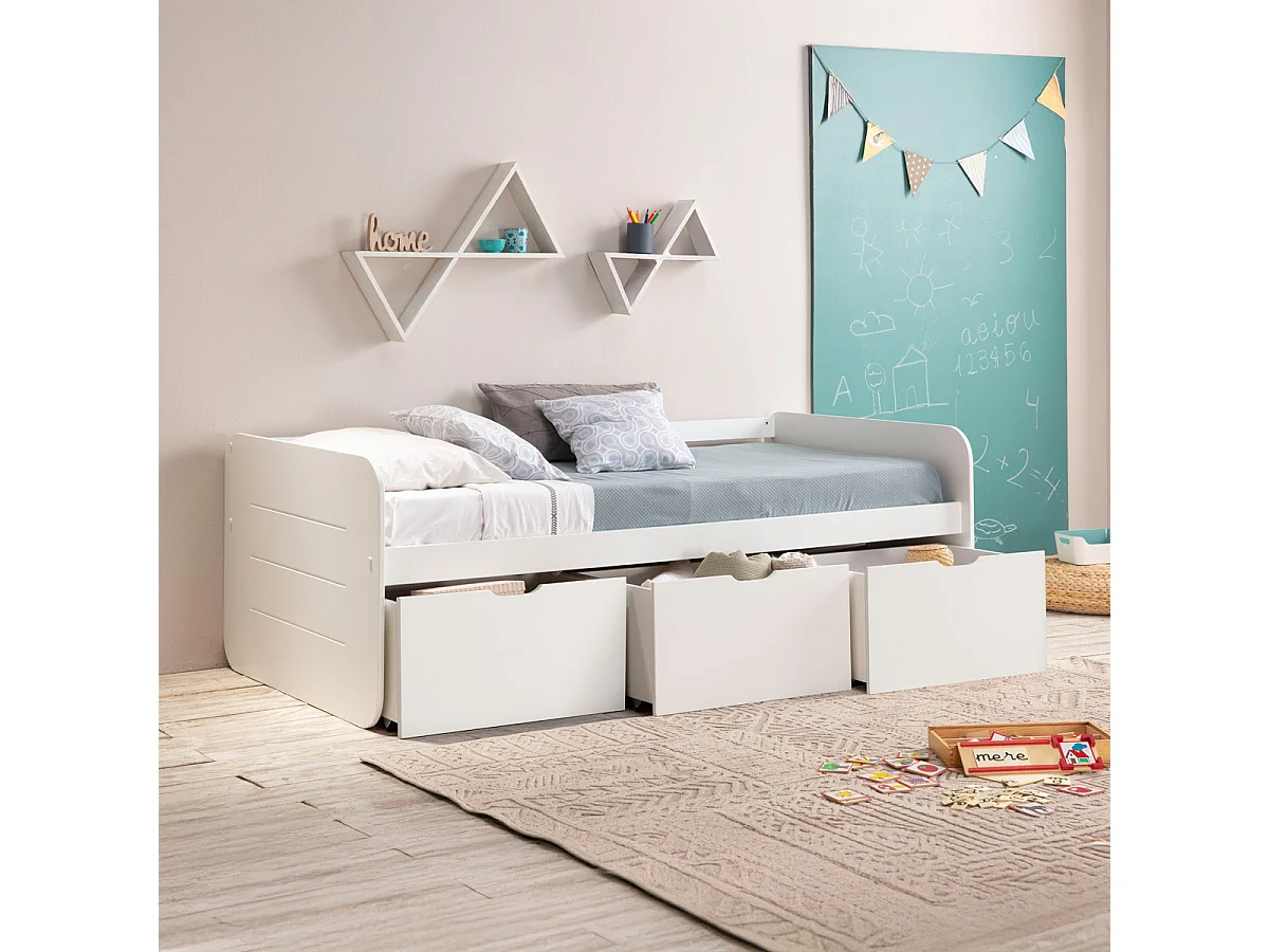 Bed Abbott - 195x105x70cm - Wit