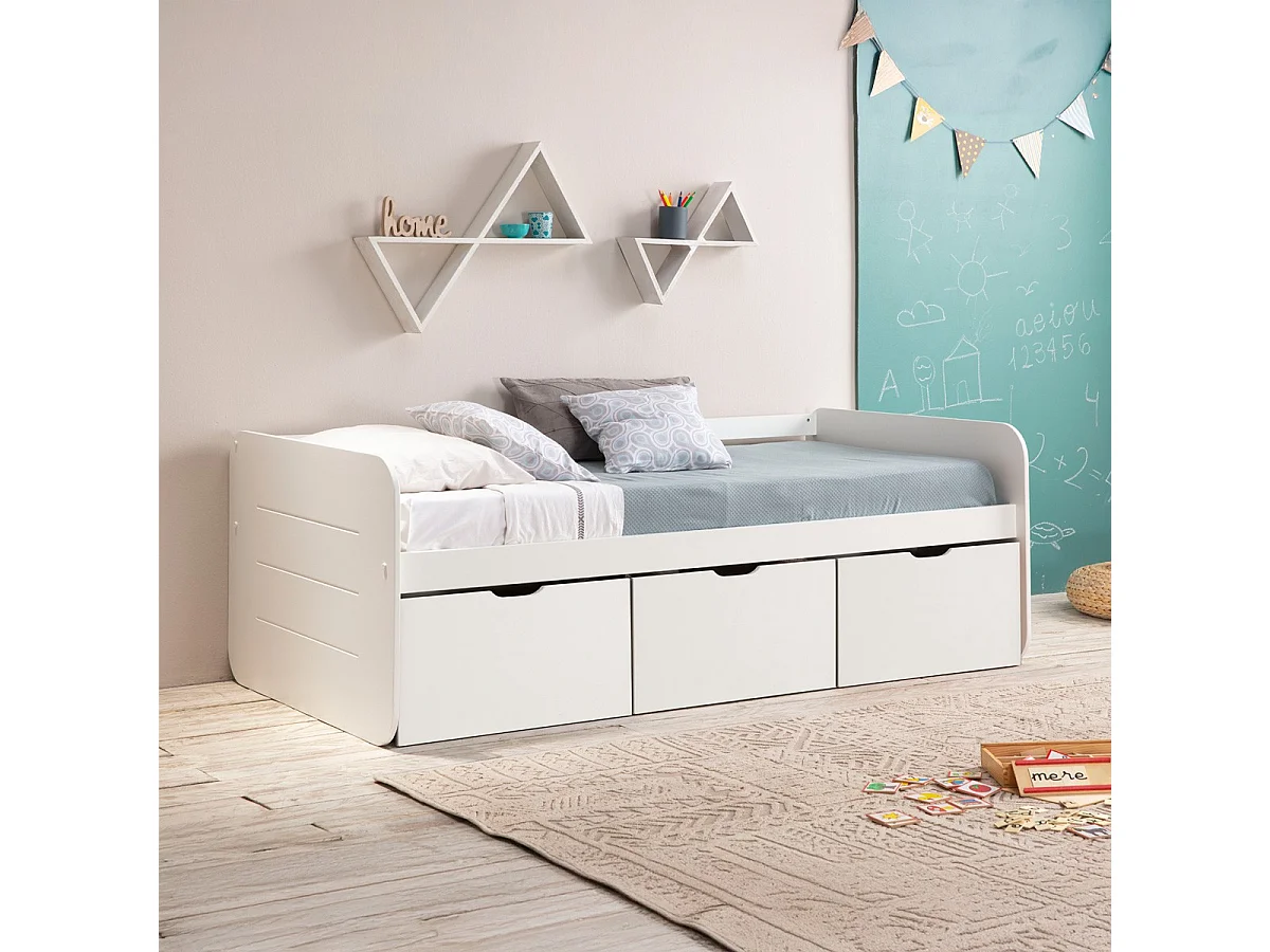 Bed Abbott - 195x105x70cm - Wit