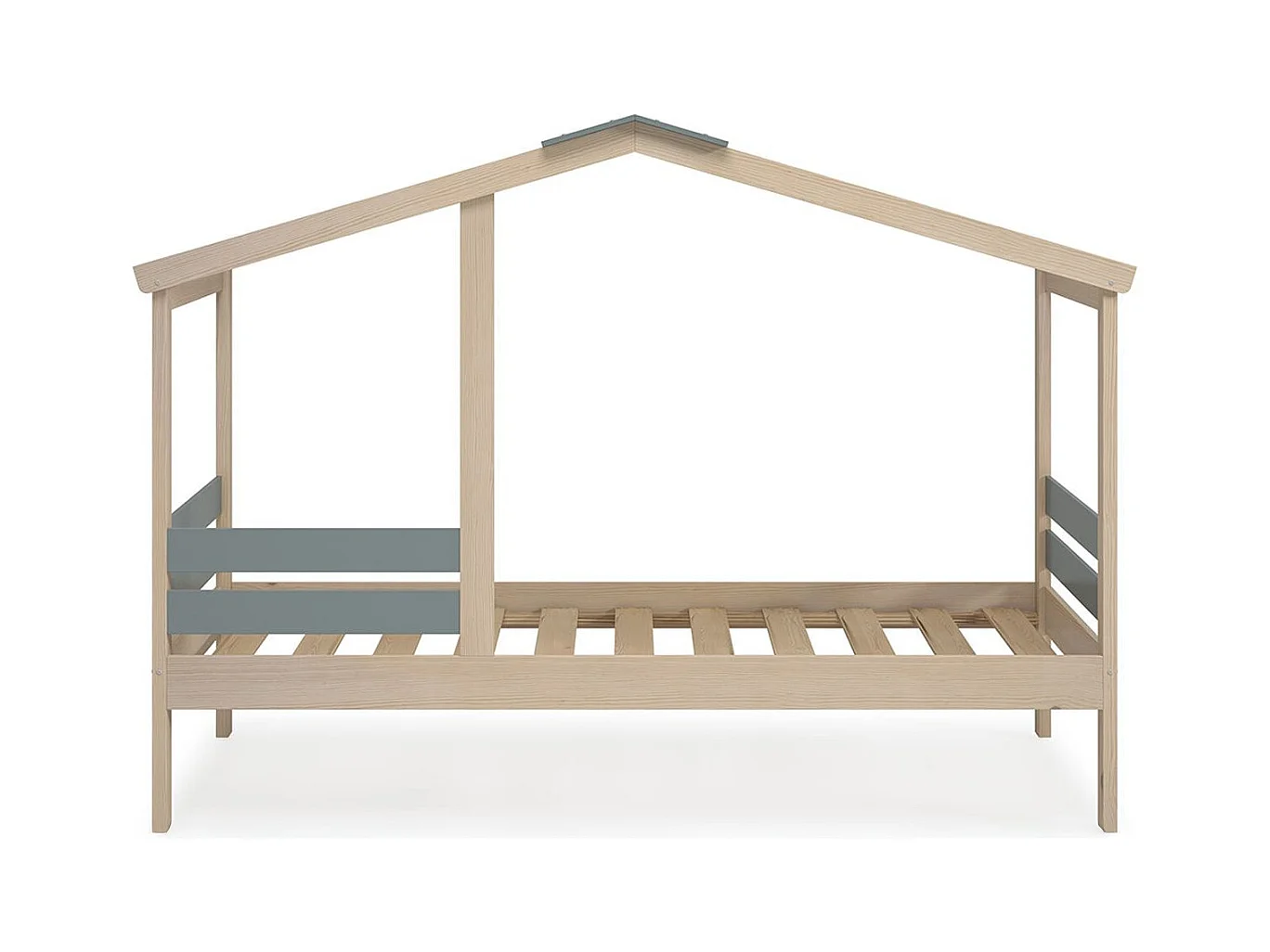 Lit cabane enfant 90x190 cm en bois clair/vert kaki - Violette