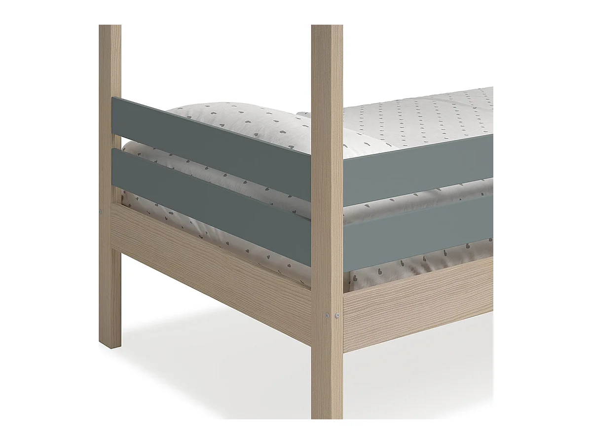 Lit cabane enfant 90x190 cm en bois clair/vert kaki - Violette