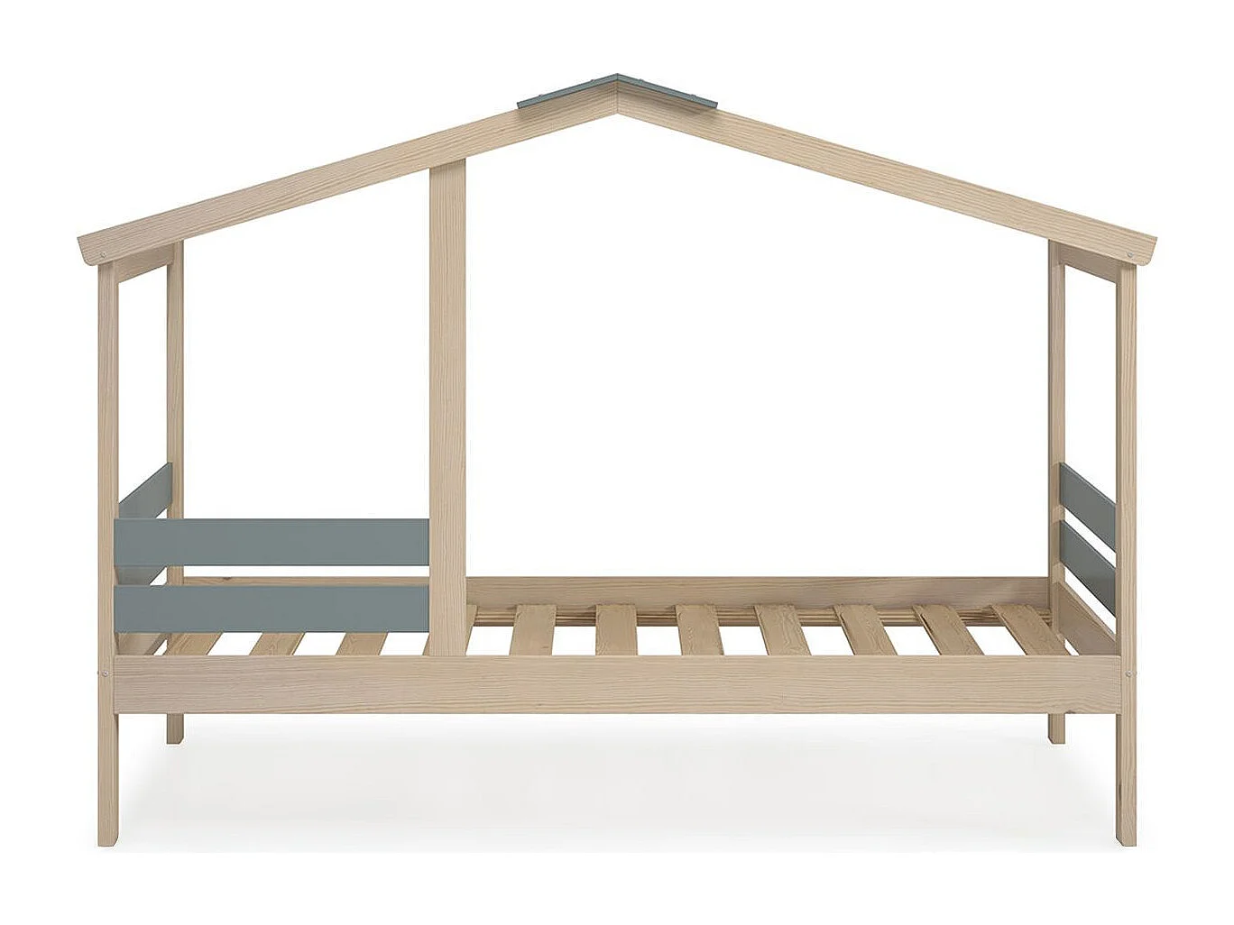 Lit cabane enfant 90x190 cm en bois clair/vert kaki - Violette