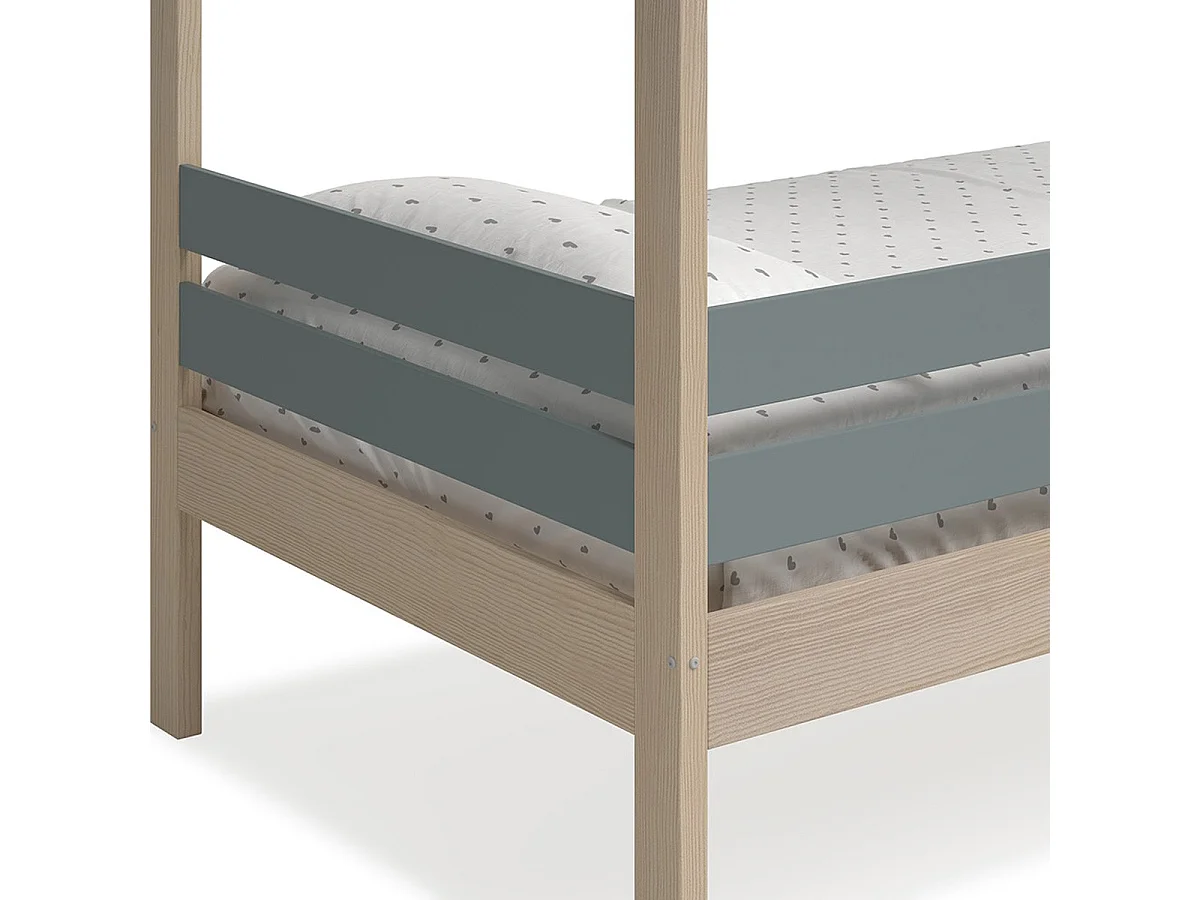Lit cabane enfant 90x190 cm en bois clair/vert kaki - Violette