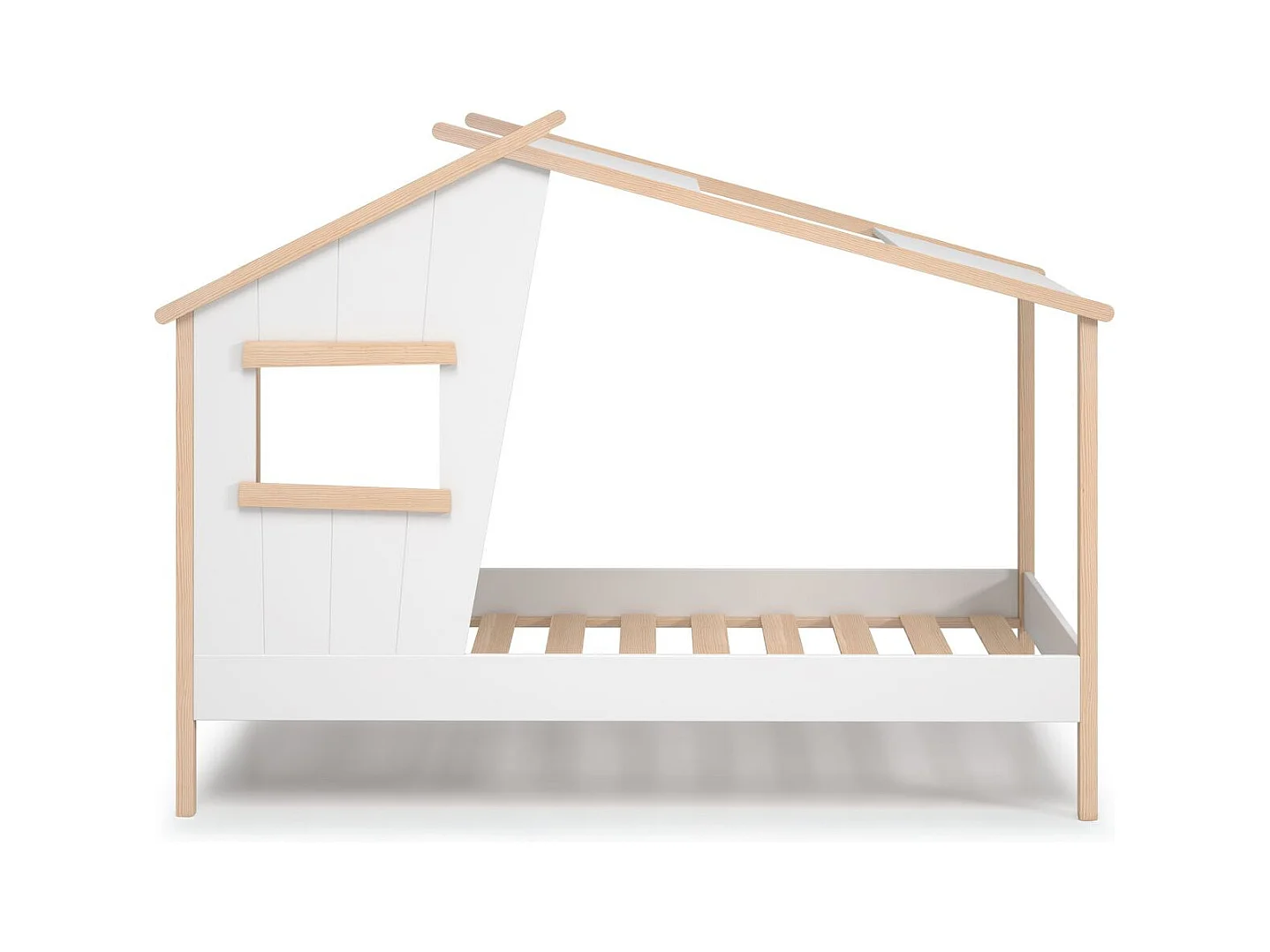 Lit cabane enfant 90x190 cm en bois blanc - Artus