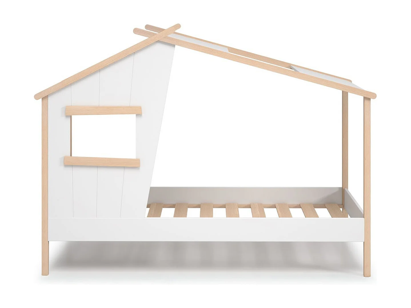 Lit cabane enfant 90x190 cm en bois blanc - Artus