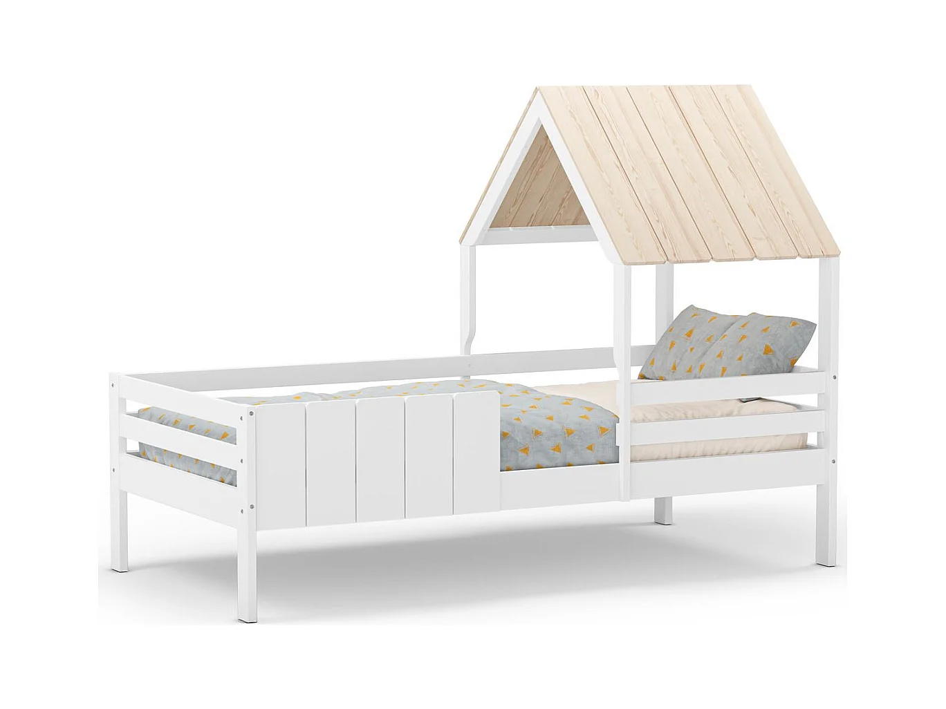 Lit cabane enfant 90x190 cm en bois blanc - Eloan