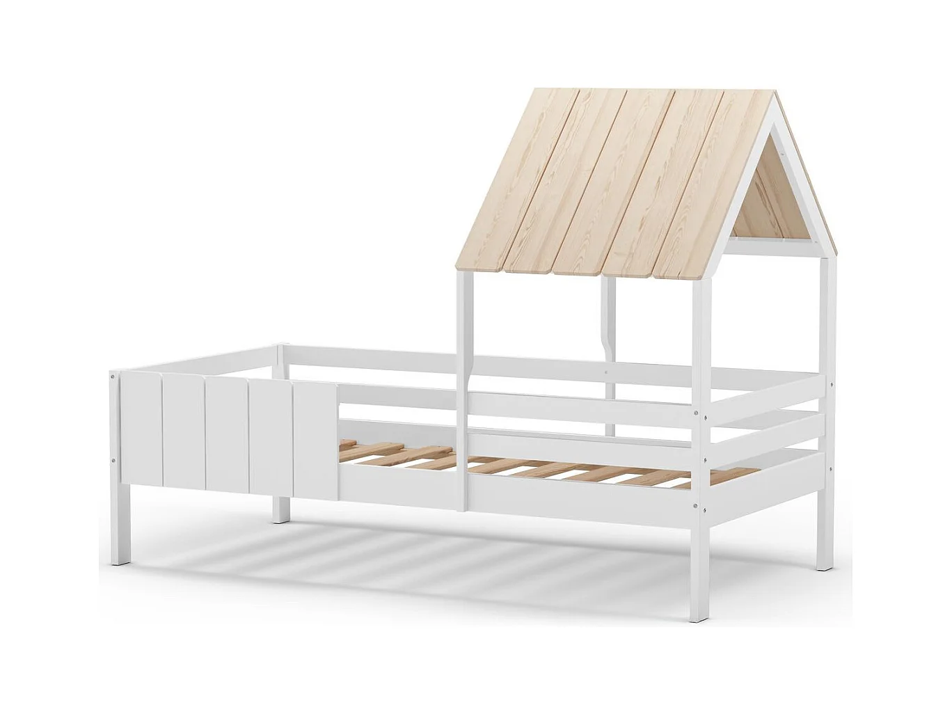 Lit cabane enfant 90x190 cm en bois blanc - Eloan