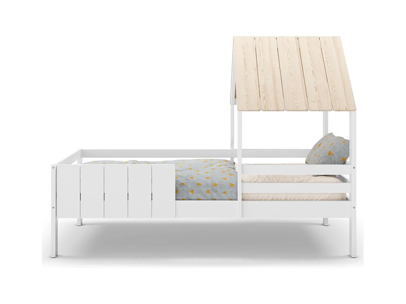 Lit cabane enfant 90x190 cm en bois blanc - Eloan