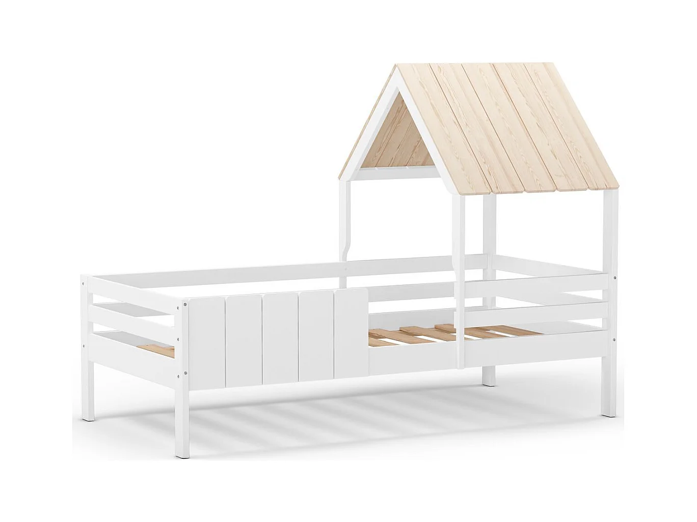 Lit cabane enfant 90x190 cm en bois blanc - Eloan