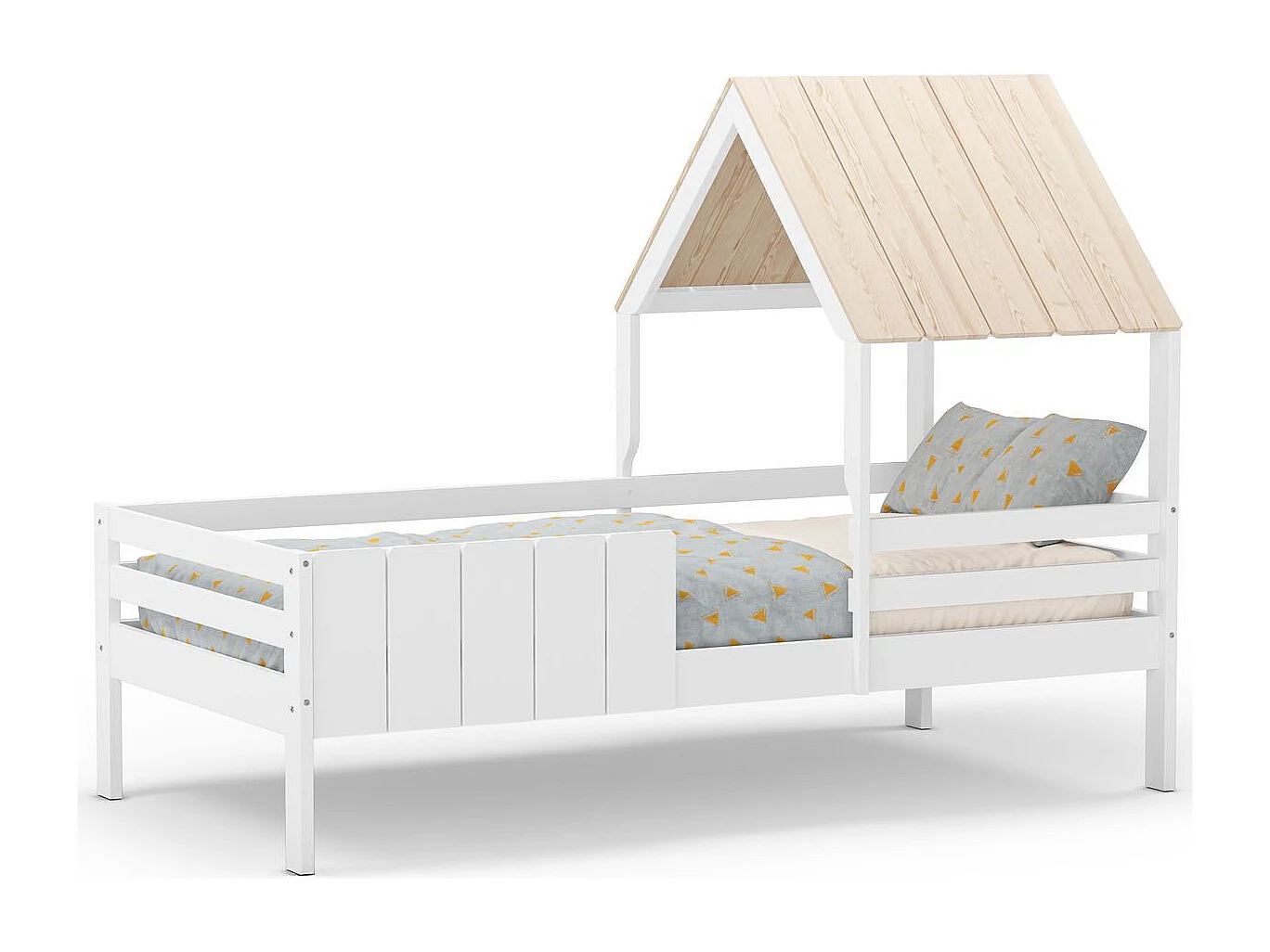 Lit cabane enfant 90x190 cm en bois blanc - Eloan