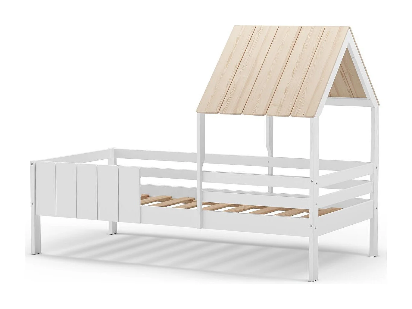 Lit cabane enfant 90x190 cm en bois blanc - Eloan