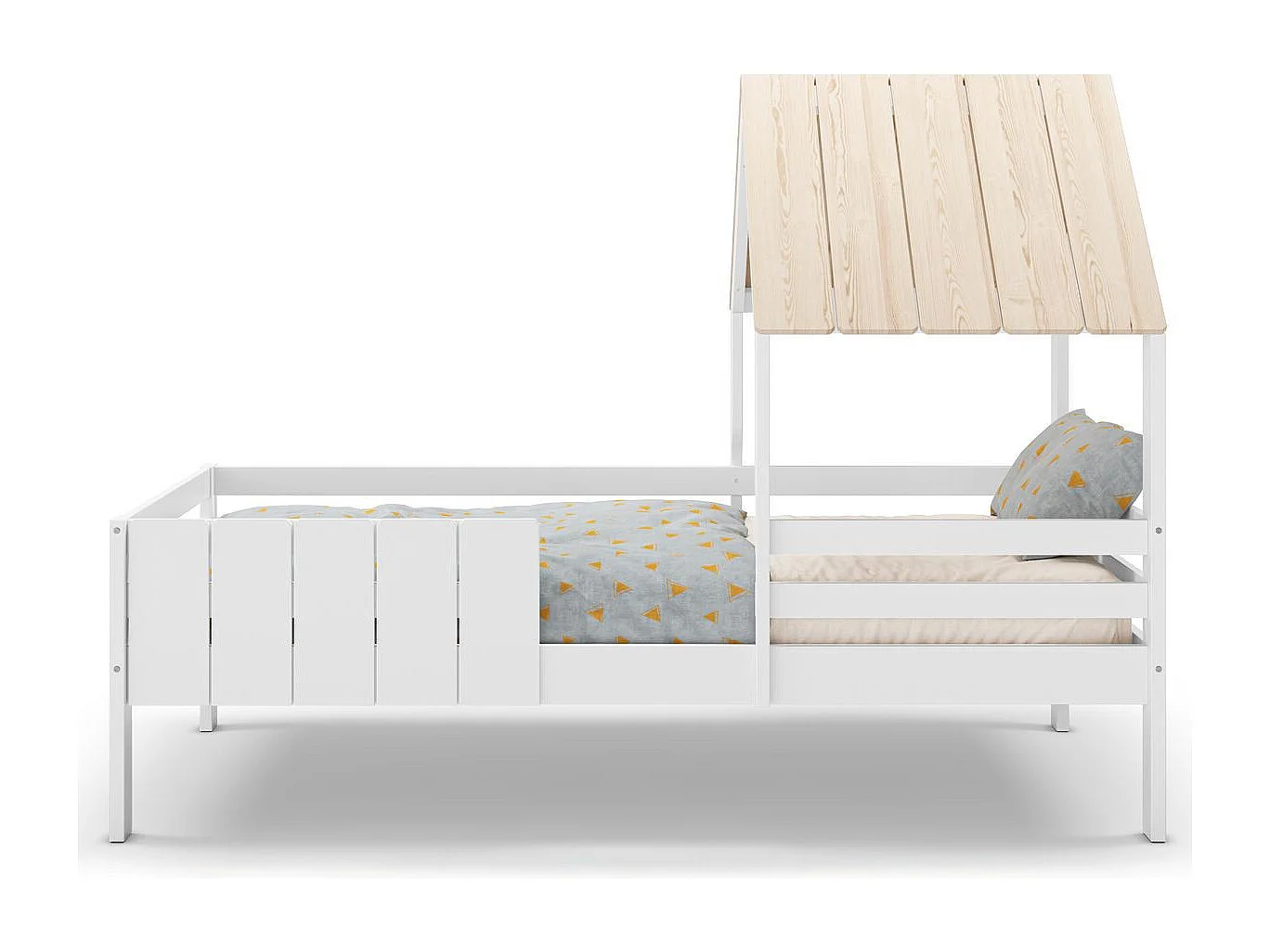 Lit cabane enfant 90x190 cm en bois blanc - Eloan