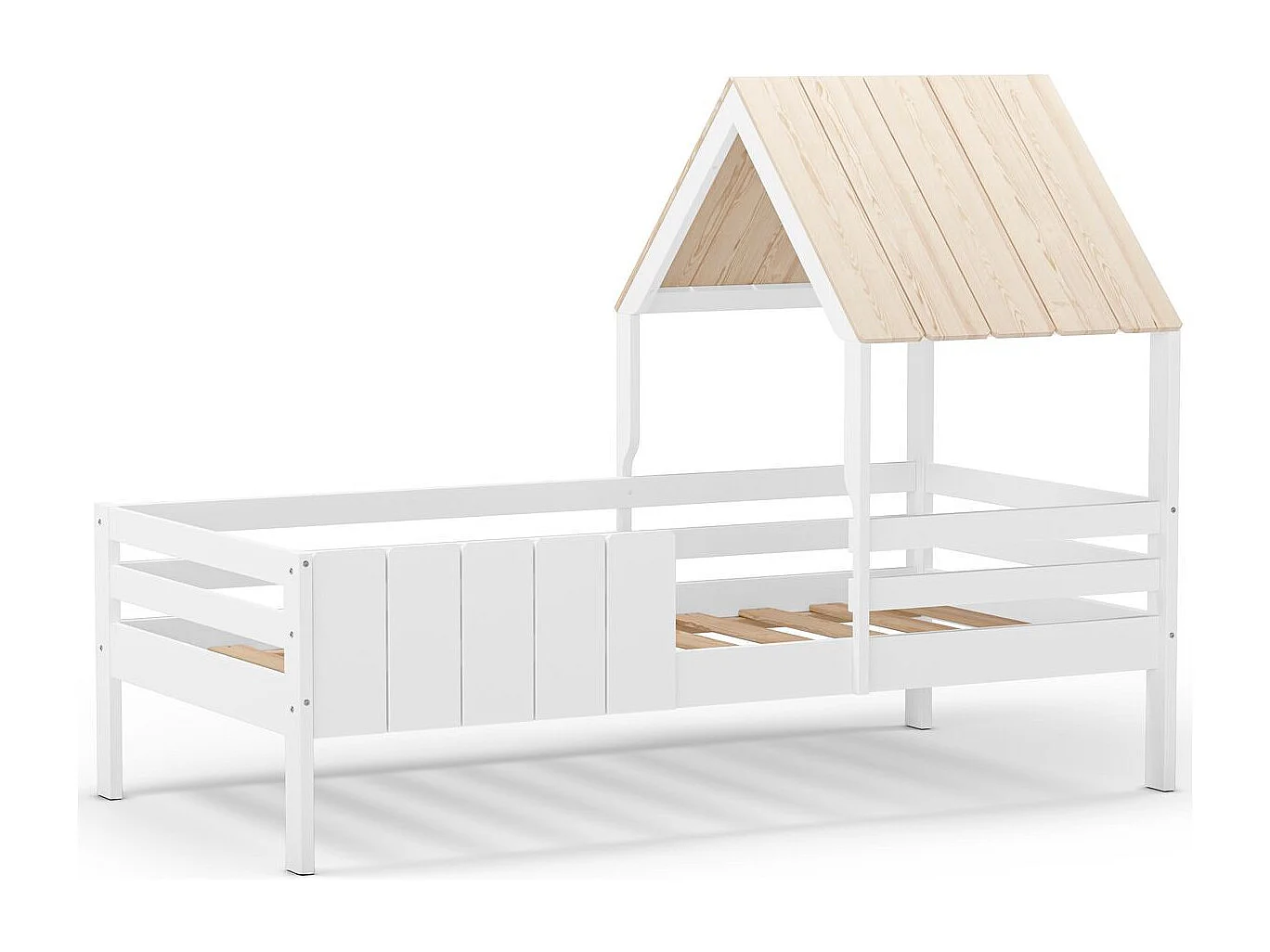 Lit cabane enfant 90x190 cm en bois blanc - Eloan