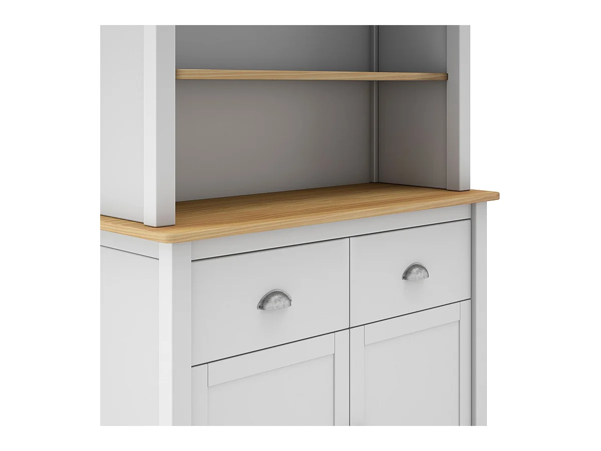 Vaisselier 4 portes 2 tiroirs en bois massif blanc 90 cm - Macha