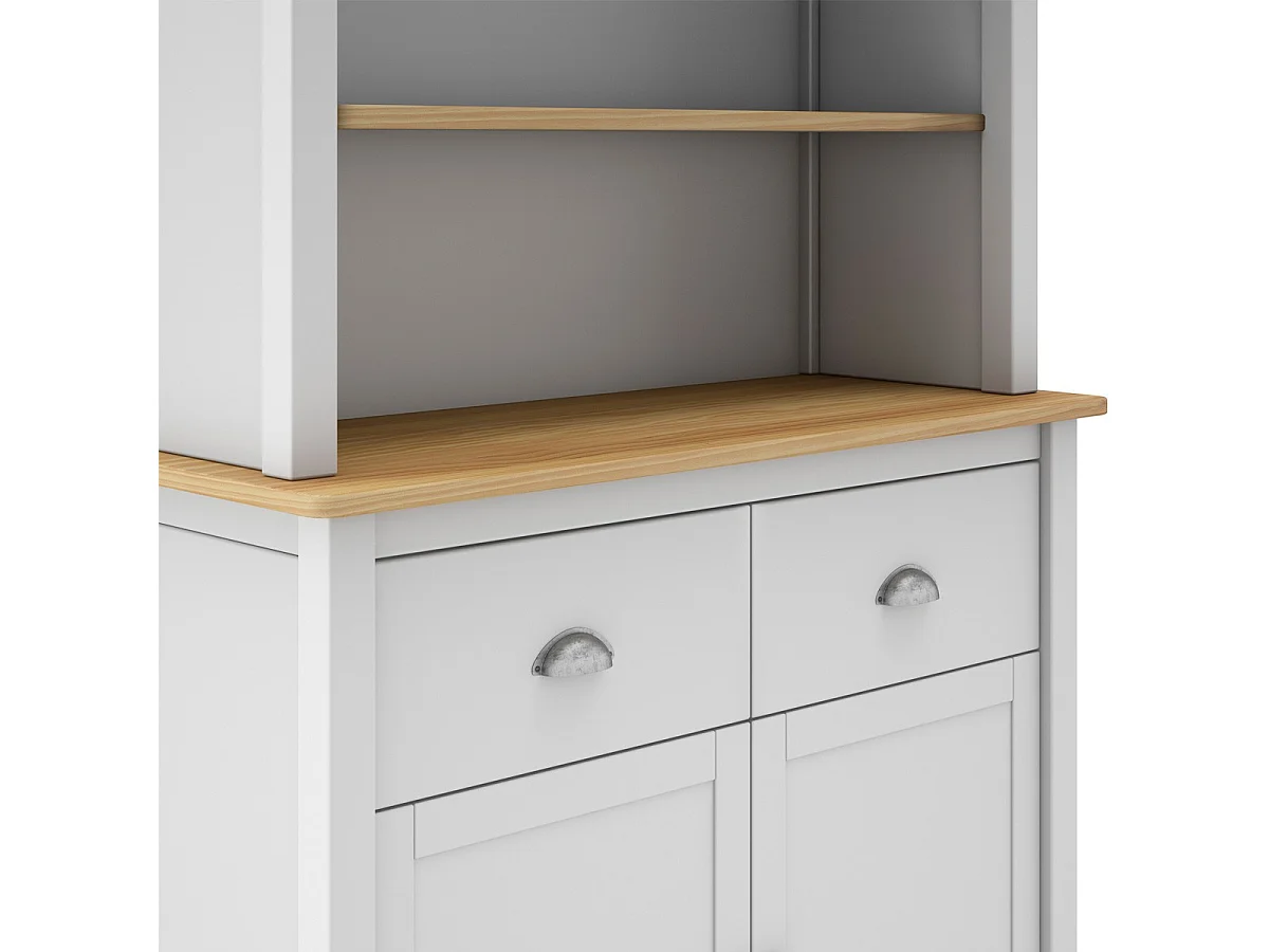 Vaisselier 4 portes 2 tiroirs en bois massif blanc 90 cm - Macha