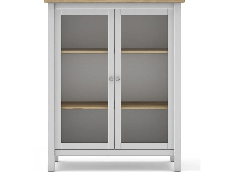 Vaisselier 2 portes en bois massif blanc 110 cm - Macha