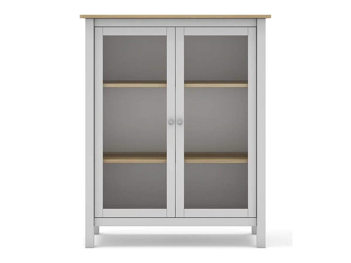 Vaisselier 2 portes en bois massif blanc 110 cm - Macha