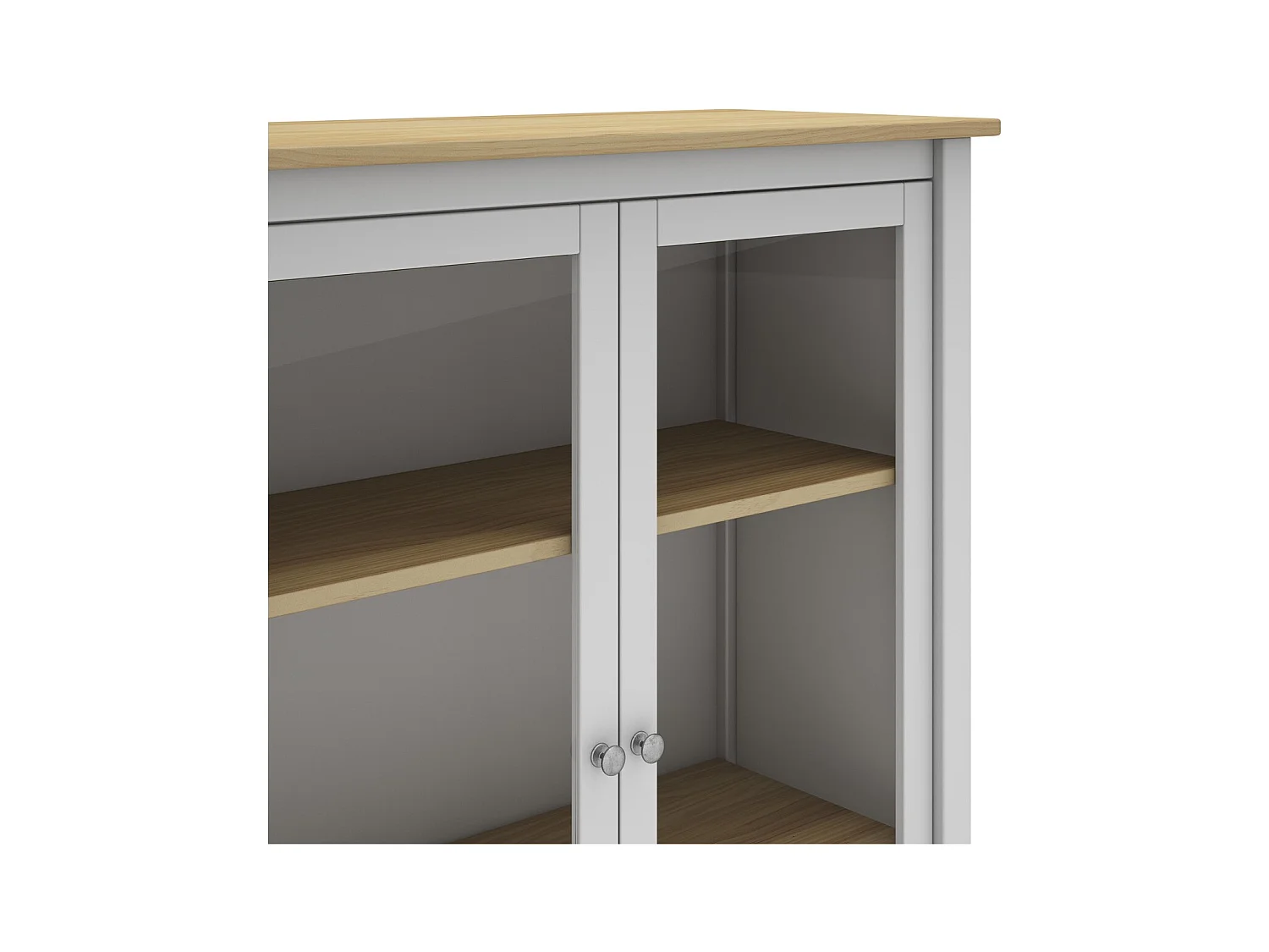 Vaisselier 2 portes en bois massif blanc 110 cm - Macha
