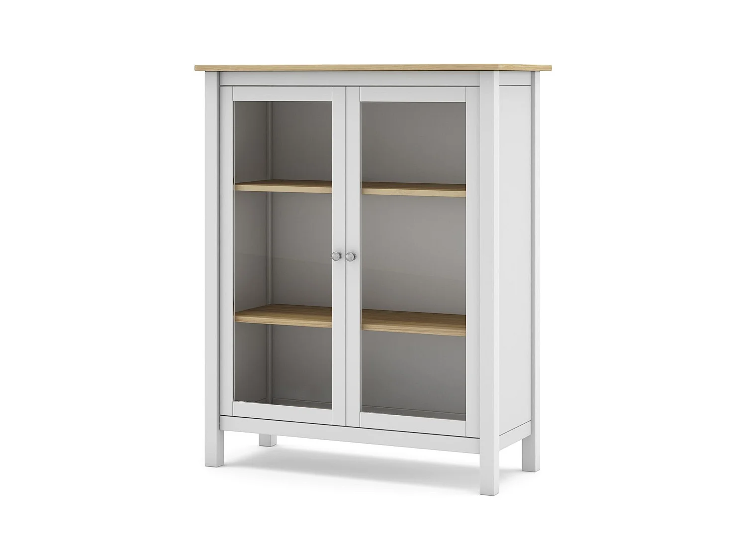 Vaisselier 2 portes en bois massif blanc 110 cm - Macha