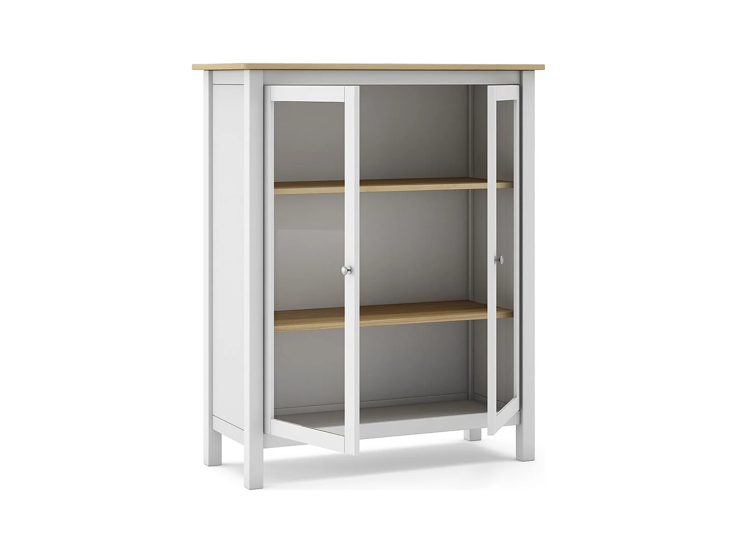 Vaisselier 2 portes en bois massif blanc 110 cm - Macha
