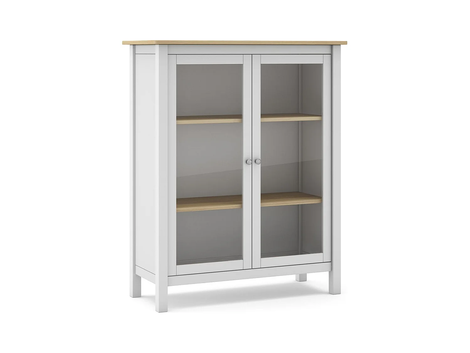Vaisselier 2 portes en bois massif blanc 110 cm - Macha