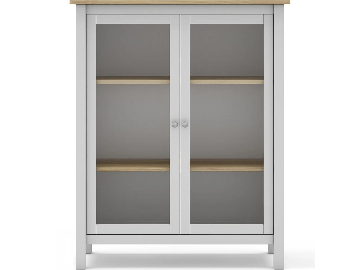 Vaisselier 2 portes en bois massif blanc 110 cm - Macha